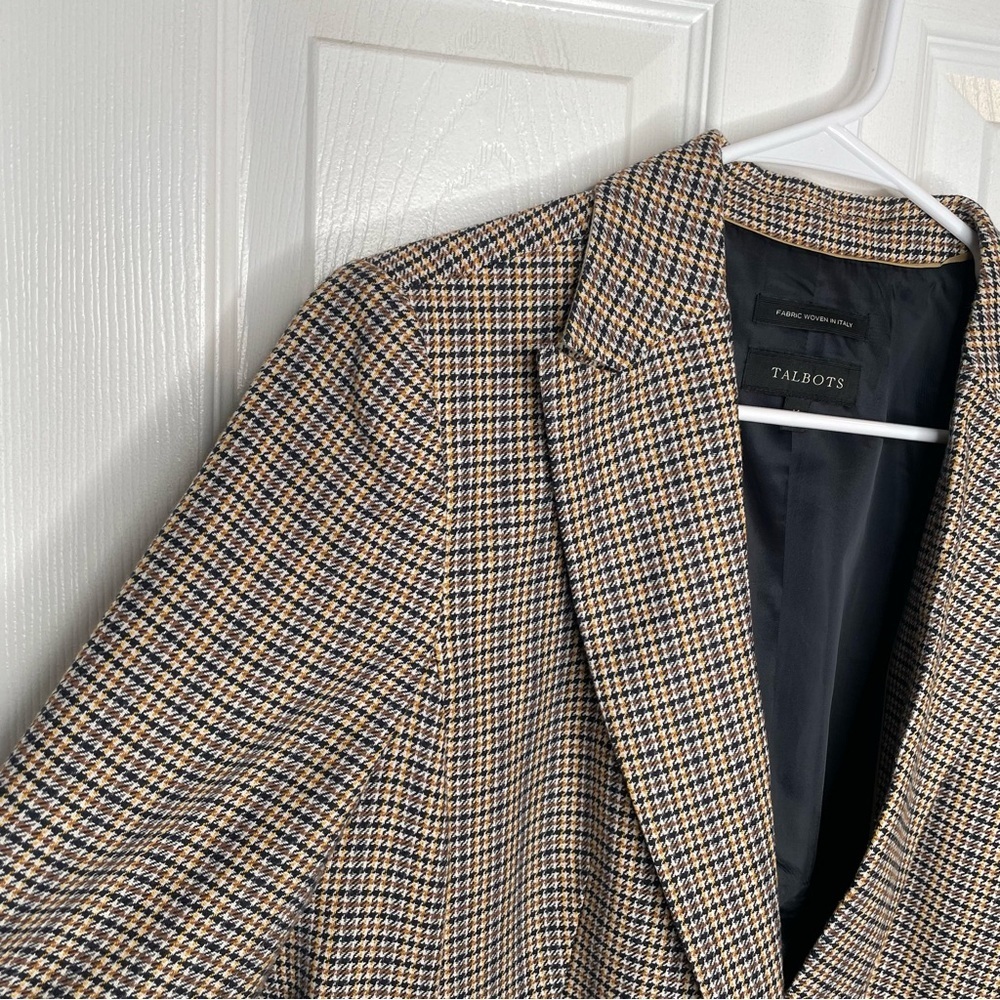 Talbots Houndstooth Wool Blend Woven From Italy Blazer Preppy Academia 14 - Picture 7 of 14